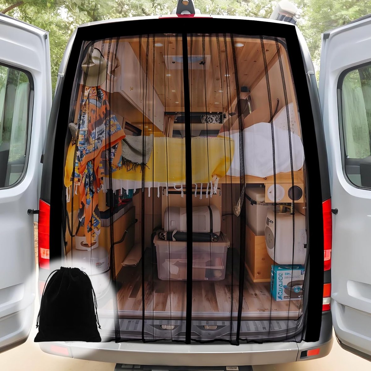 SnelShoppen - Magnetisch Vliegenraam voor Auto, Universele Magneten, Muggennet, Magnetische Sluiting, Motorhome, Zijdeur/Bagageklep, Camping, Ventilat