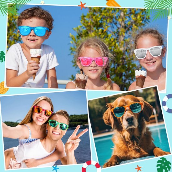 36 Pack Gekleurde Zonnebrillen voor Verjaardagsfeest, Strand en Zwembad - 12 Heldere Kleuren van Generic — afbeelding 5