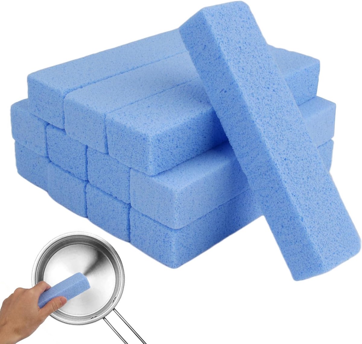 SnelShoppen - 12 Stuks Pumice Stone Toilet Reinigingsblokken - Kalkverwijderaar voor Keuken, Douche, Badkamer, Wastafel, Zwembad - Blauw - Effectieve