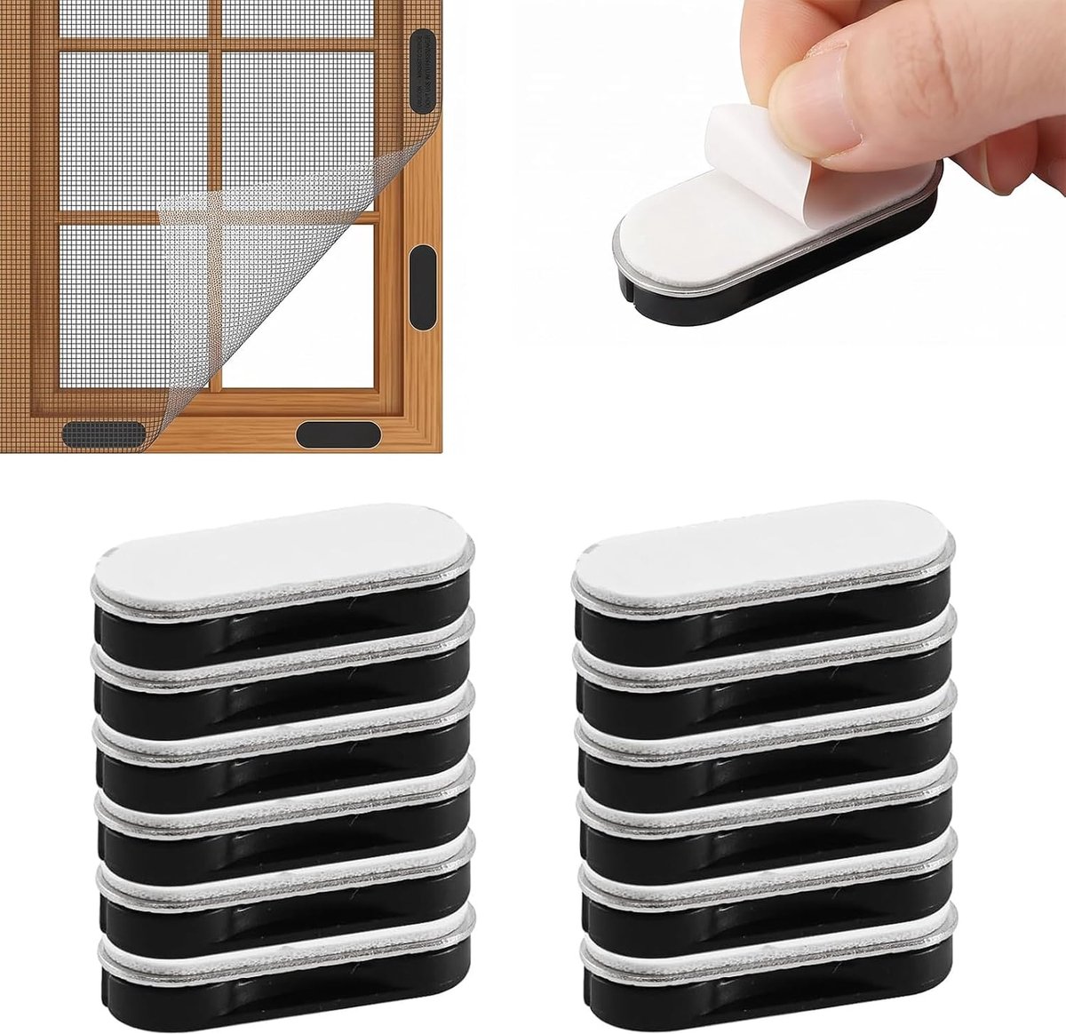 SnelShoppen - 12 Stuks Magneten Voor Vliegengaas - Zelfklevende Vliegenhorclips Voor Ramen - Magnetische Gordijnsluiting Voor Insectenbescherming - Mu
