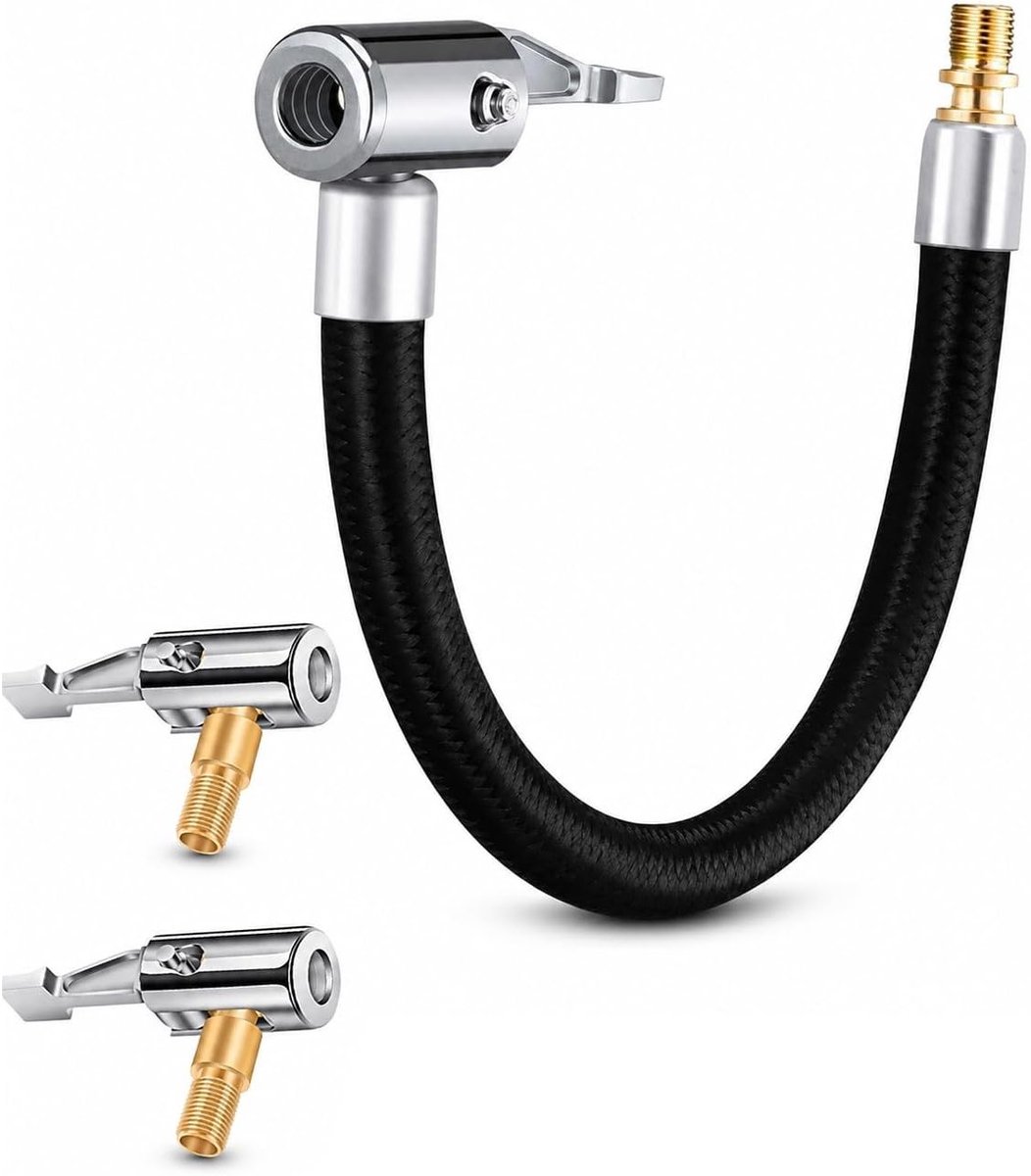 Flexibele slang voor het oppompen van motorfiets- en autobanden, ventielverlenging, 30 cm rubber verlenging, ideaal voor fietsen en voertuigen