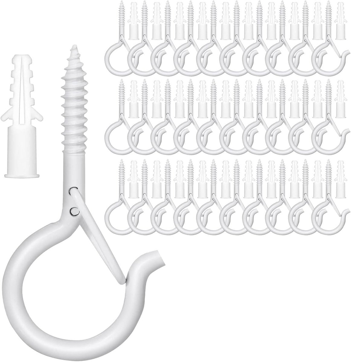 SnelShoppen - 30PCS Schroefhaken Wit - Sterke en Duurzame Wand- en Plafondhaken voor Hangstoelen, Hammocks, Tenten en Kabels - 15-18kg Capaciteit