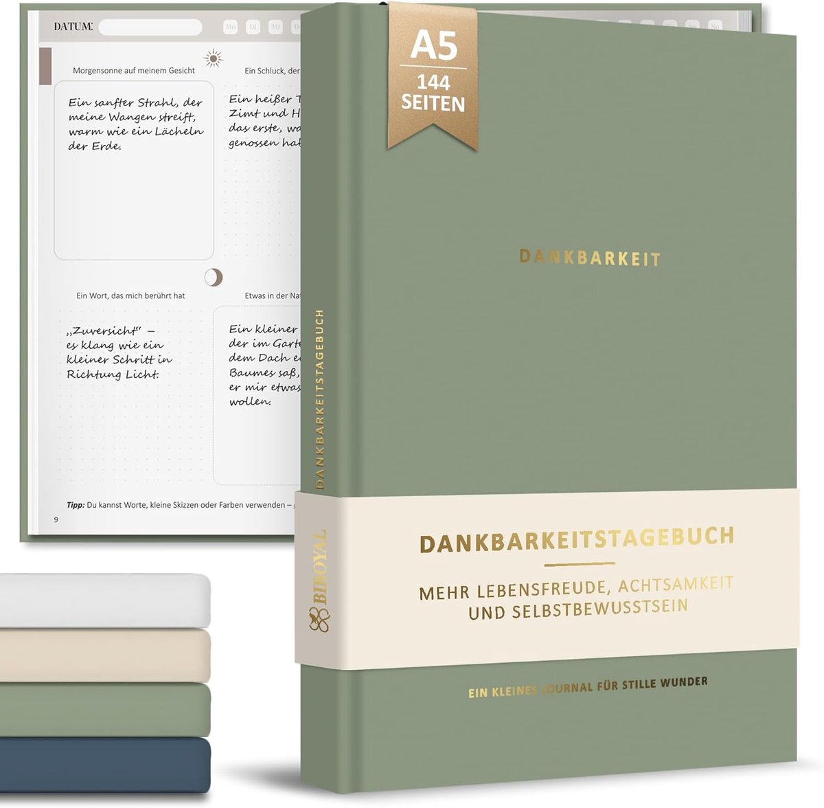SnelShoppen - BIROYAL Diaries - Notitieboekje voor Dankbaarheid en Mindfulness - Perfect voor Journaling, Dagboek, Aantekeningen, 100 Pagina's, A5 For