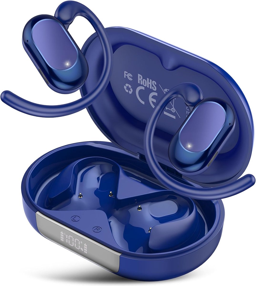 SnelShoppen - Bluetooth Headset Met Vertaalfunctie 164 Talen, Ruisonderdrukking, 7 Modi, Lange Batterijduur voor Reizen, Vrije Gesprekken, Blauw/Oranj
