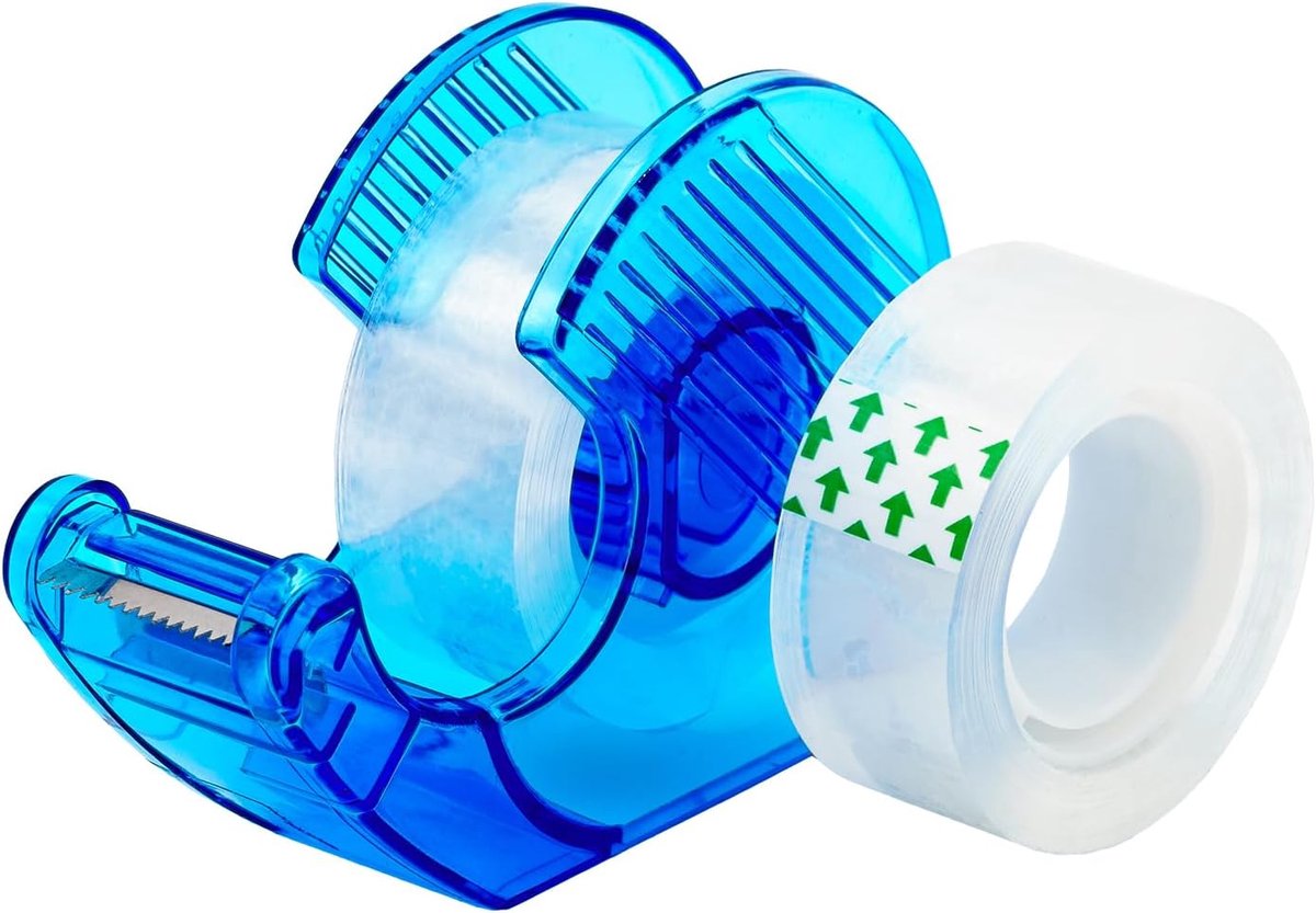 SnelShoppen - Zelfklevende filmroller met 2 rolletjes plakband (19 mm x 25 m), ideaal voor knutselen, kantoor en huishouden, blauw, kunststof
