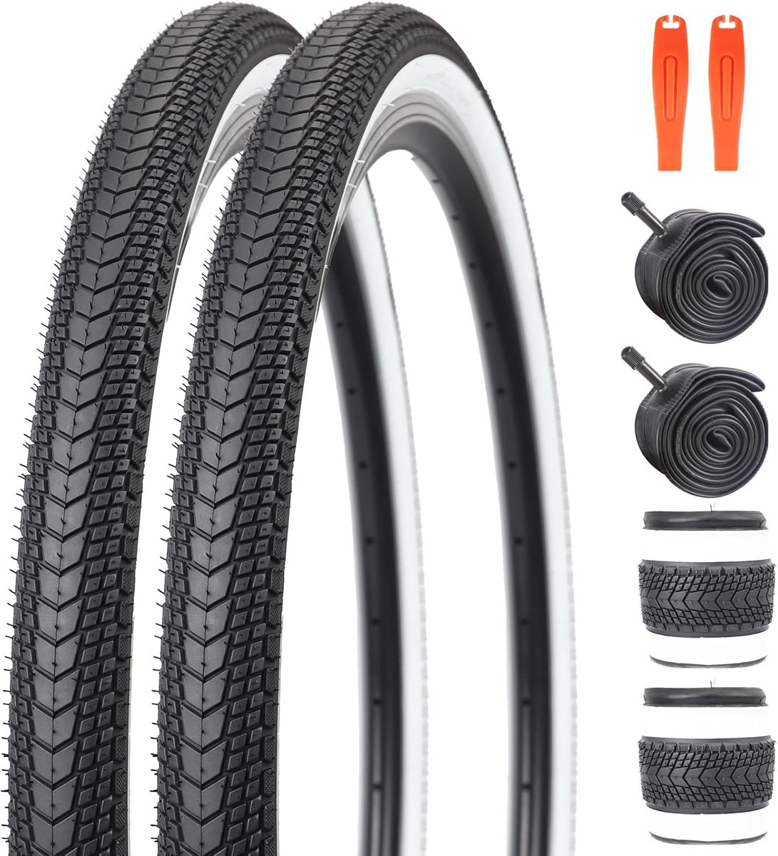 SnelShoppen - 1/2 Set 26 x 1.75 Inch MTB Fietsbanden + Binnenbanden 26 x 1.75/2.125 Inch + 2 Tyre Levers - Perfect voor Mountainbike, Stadsfiets, en W
