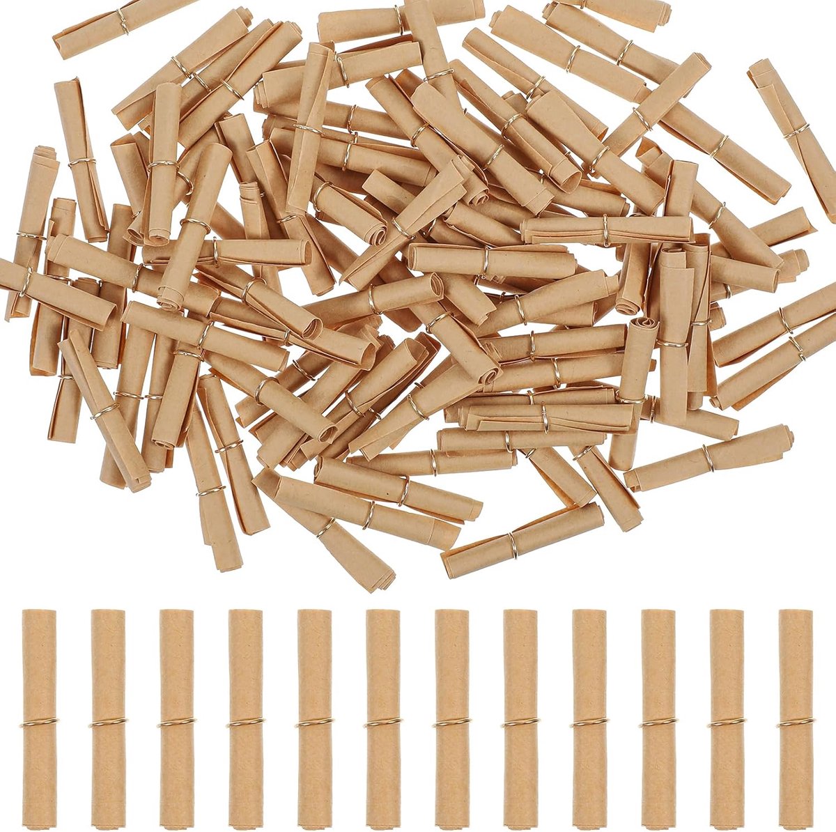 SnelShoppen - Pack van 100 Vintage Mini Paper Rolls voor Zelfschrijven, Lege Tombola Loten, Perfect voor Kinderverjaardagen, Valentijnsdag en Adventsk