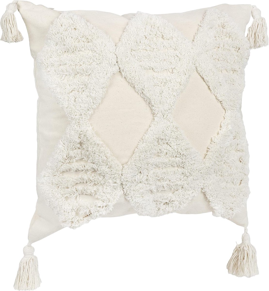 SnelShoppen - Bohemian Kussenhoes 45x45 cm - Beige Jute Kussen Cover met Franje - Decoratieve Kussensloop voor Woonkamer, Slaapkamer en Tuin