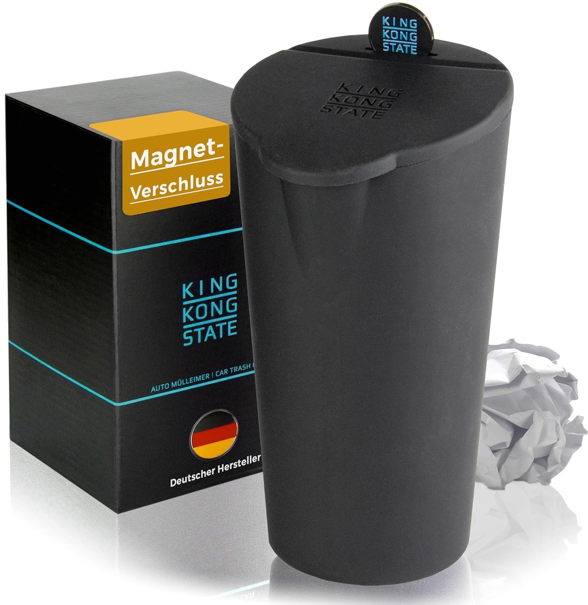 SnelShoppen - Auto Afvalbak met Magnetische Sluiting - Zwarte Silicone Prullenbak voor Auto - Inclusief Muntcompartiment - Ideaal voor Auto, Camper en