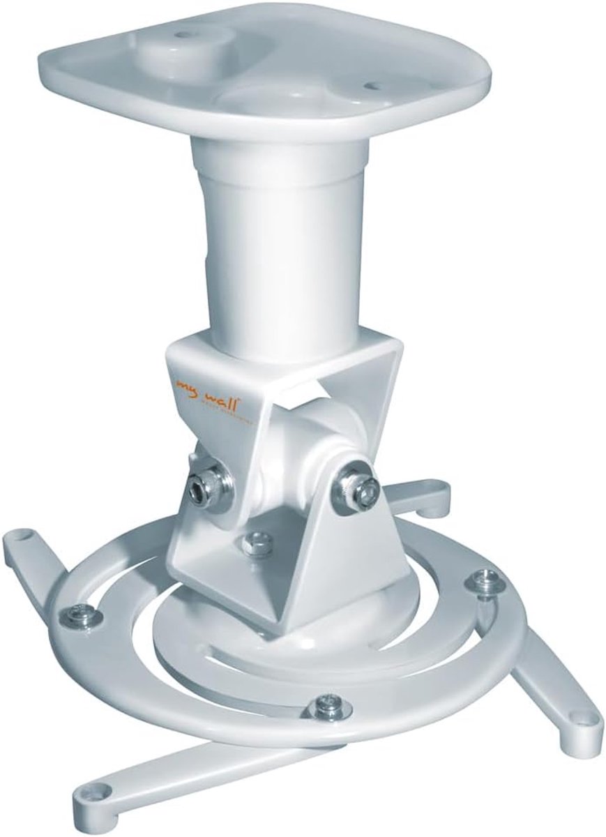 SnelShoppen - Universele Beamer Plafondsteun met Gimbal Scharnier, 360° Zwenkbaar, 180° Kantelbaar, Zilver, Voor Projectoren tot 15 kg, Instelbare Bev
