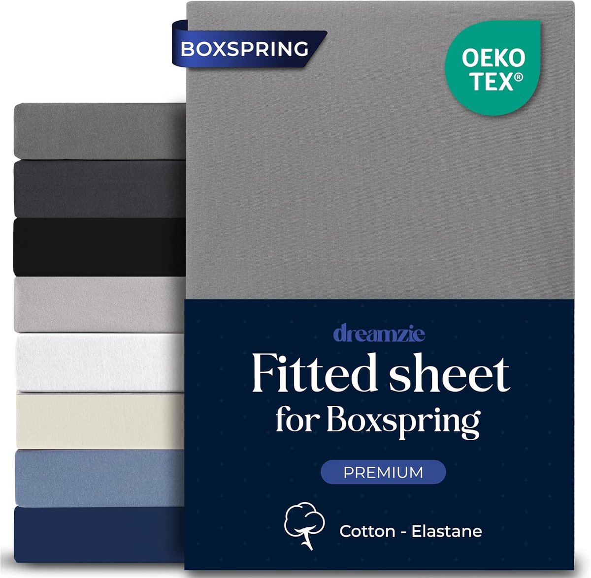 SnelShoppen - Fitted Sheet 180x200cm - Premium Stretch Katoen - 40cm Diepe Hoes voor Dikke of Boxspring Matrassen - Oeko-Tex Gecertificeerd - Anthraci