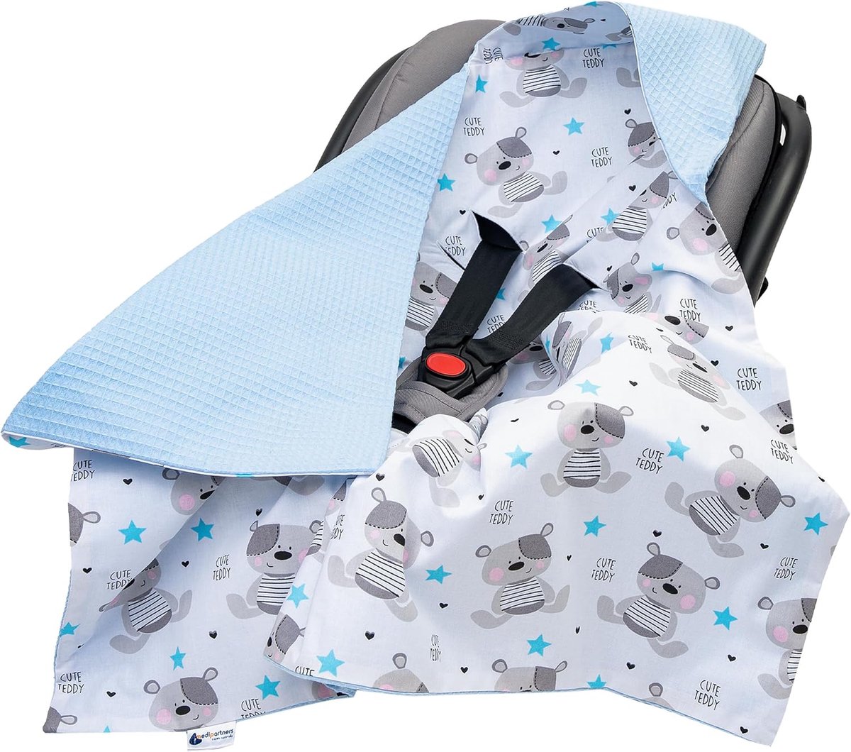 SnelShoppen - Universele Wikkeldeken 100% Katoen Waffle 85x85 cm - Cuddly Babydeken voor Wieg, Autostoel, Buggy - Dubbelzijdige Babydeken voor Reizen,
