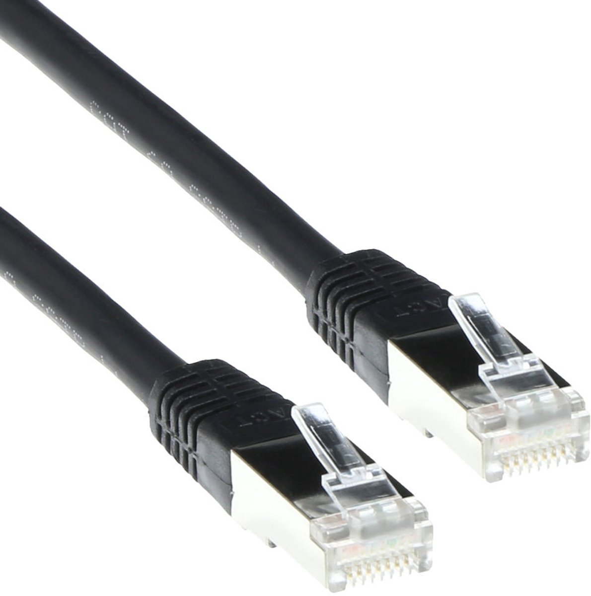 ACT Zwarte 0,5 meter LSZH SFTP CAT6A patchkabel met RJ45 connectoren IB9200