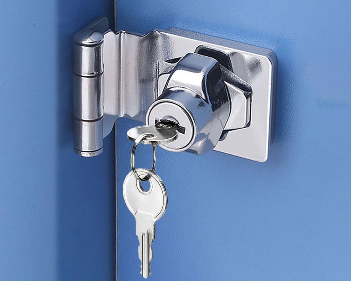 SnelShoppen - 90 Graden Latch Lock met Sleutel - Metalen Deurslot 2.5 Inch - Veiligheidsbuckle voor Deuren en Lades, Ideaal voor Kinderen en Thuisgebr