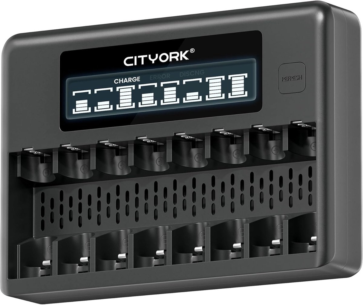 SnelShoppen - AA AAA Oplaadbare Batterij Charger, LCD Display, USB Snelladen, 8 Modus, Onafhankelijke Slots voor Ni-MH Ni-CD Batterijen, Ideaal voor T