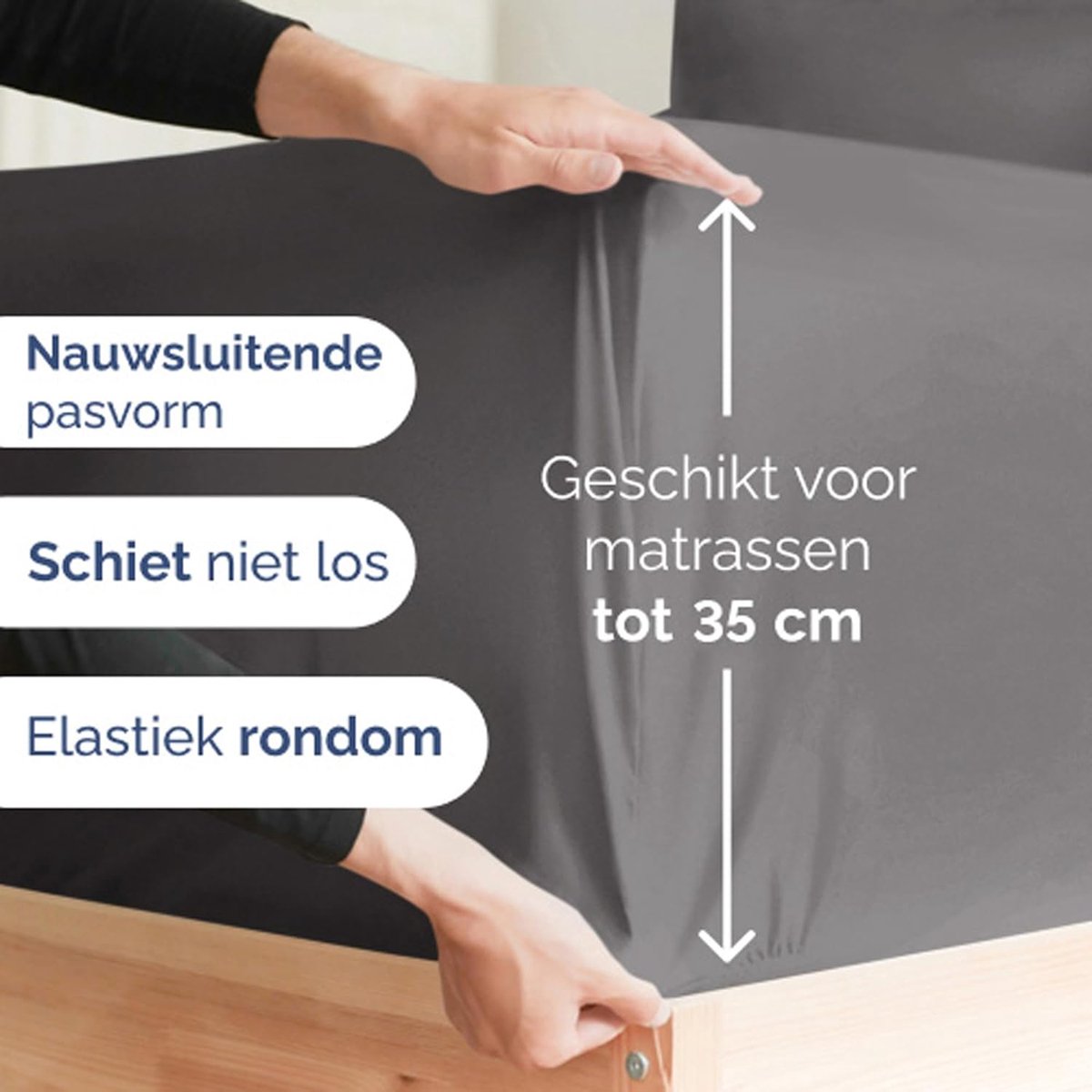 SnelShoppen - 4-delige Beddeken Set Donkergrijs - Fitted Sheet 135x190 cm, Flat Sheet 225x255 cm - Zacht, Kreukvrij, Duurzaam - Microfiber Polyester -