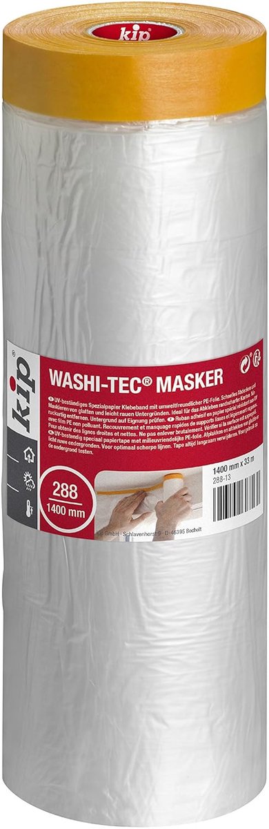 SnelShoppen - Washi-Tec Maskingtape 288-13 - Transparante Maskertape 1400 mm x 33 m - Perfect voor Schilderen, DIY, en Creatieve Projecten