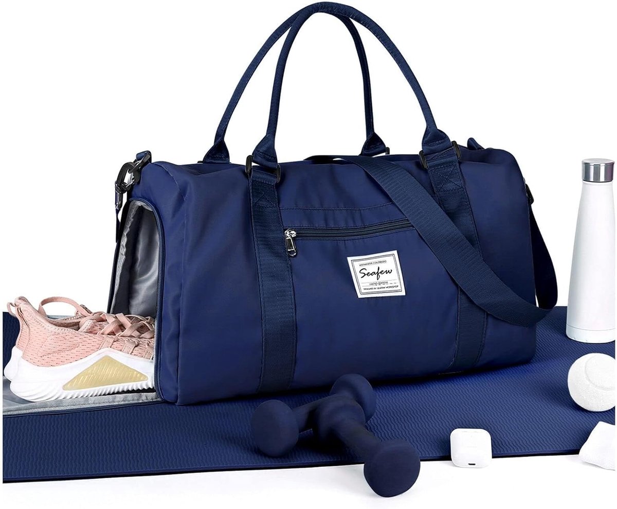 SnelShoppen - Grote Sporttas voor Mannen en Vrouwen - Fitness Bag met Schoencompartiment en Droog en Nat Compartiment - Reis- en Weekendtas - Duffle B