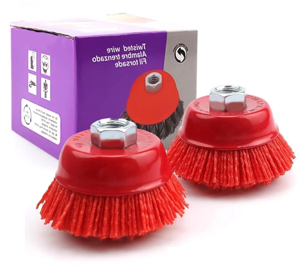 Bowl Borstel Set voor Hoekslijper - Nylon Borstels van 65mm voor Ontbramen, Roestverwijdering en Verfverwijdering