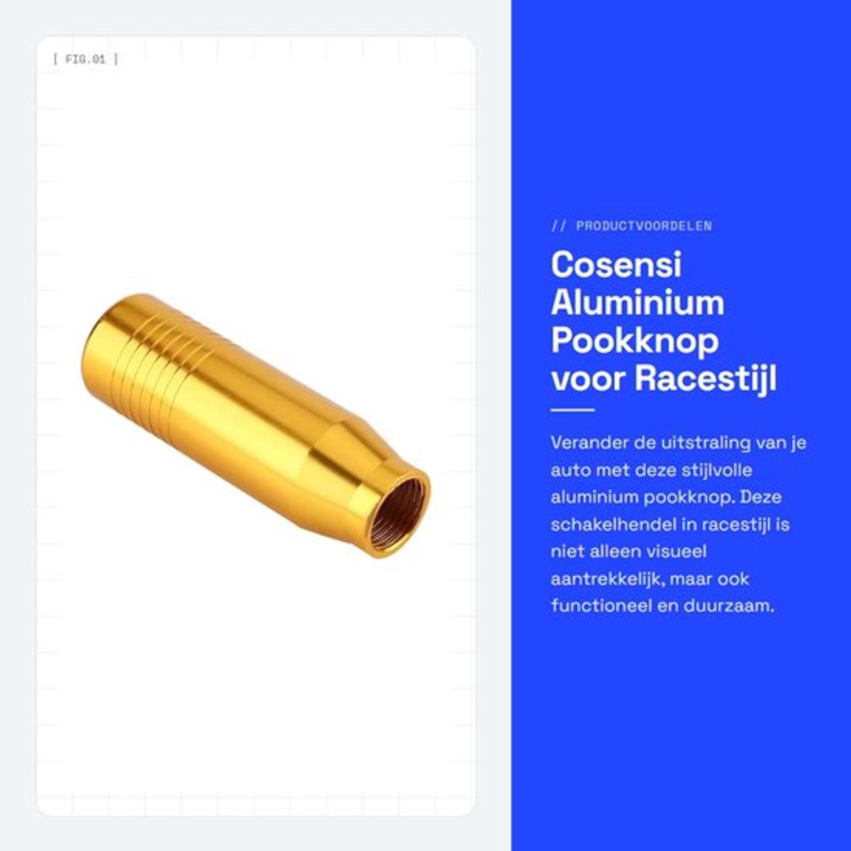Aluminium Pookknop voor Racestijl Schakelhendel, Goud