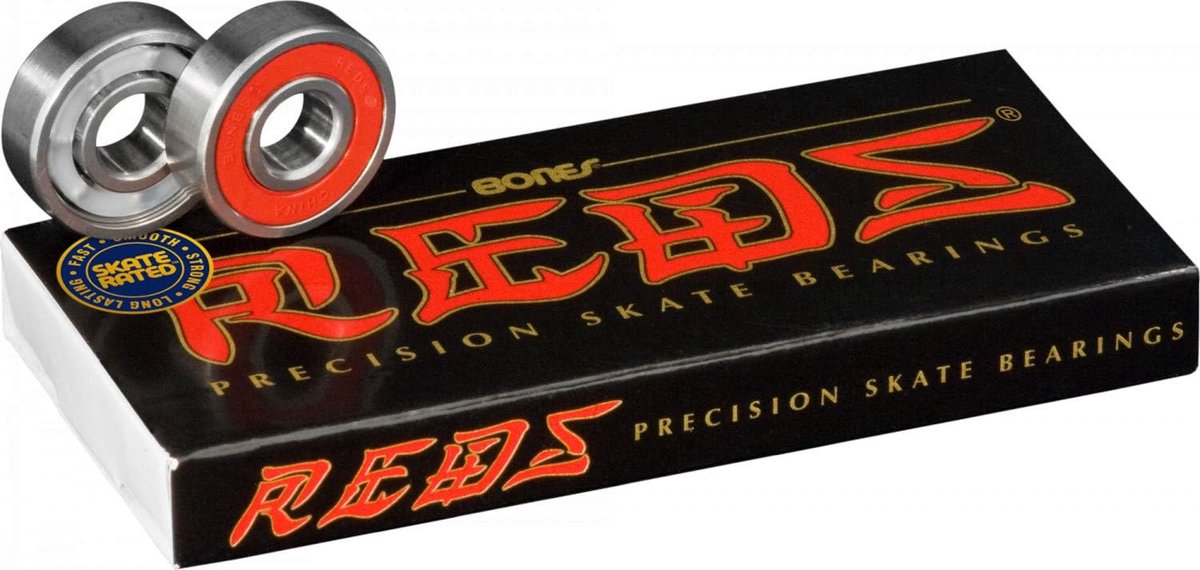 SnelShoppen - Precision Skate Ball Bearings Set - 8 Stuks - Hoge Snelheid - Nylon Kogelkooi - Zilver/Rood - Ideaal voor Skateboards, Steppen en Inline