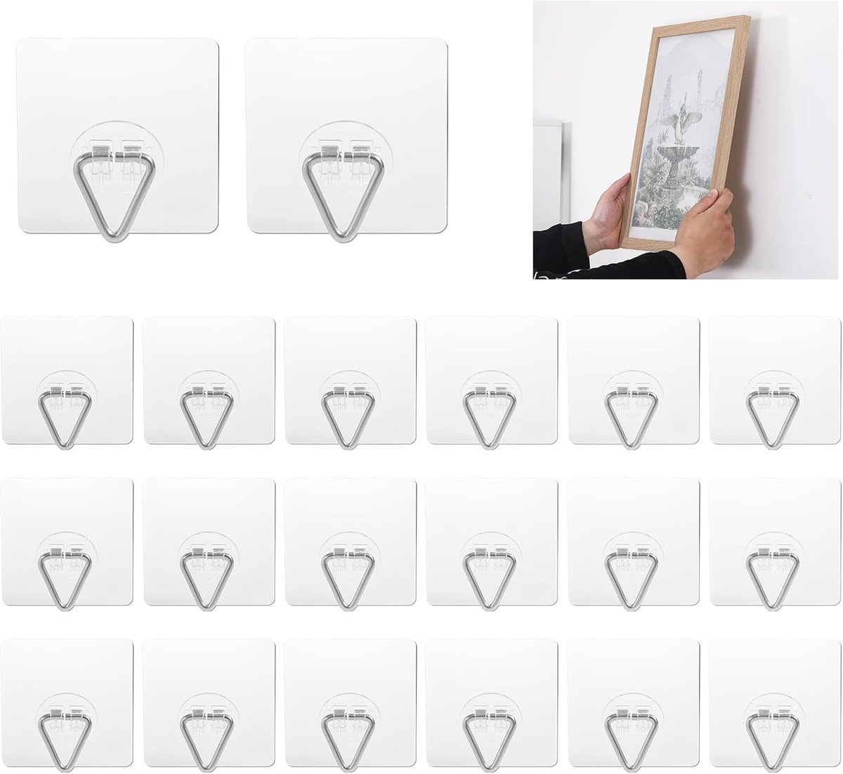 SnelShoppen - 20 Stuks Wandplaat Hangers - Onzichtbare Zelfklevende Foto Hangers voor Grote Decoratieve Borden, Schilderijen en Kunstwerken - 7 cm
