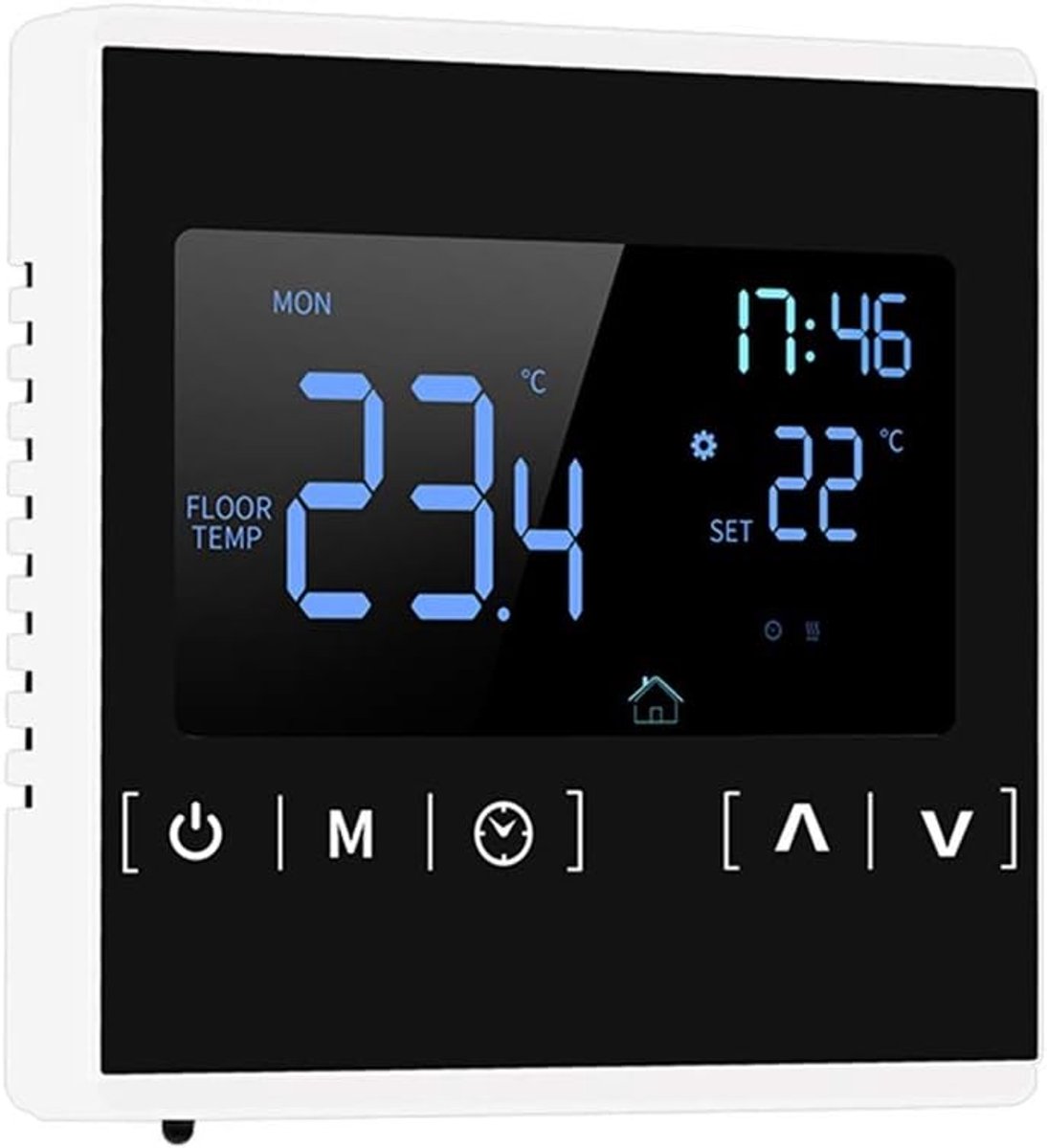 SnelShoppen - Programmeerbare Thermostaat met Groot Touchscreen, Dubbele Temperatuurregeling voor Elektrische Vloerverwarming Thuis (Zwart)
