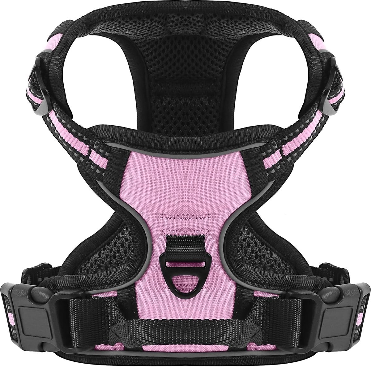 SnelShoppen - Hondenharnas Plus Size Medium Kleine Honden Antitrek Harnas Verstelbaar Dubbele Ring Ademend Hondenharnas, Roze, M