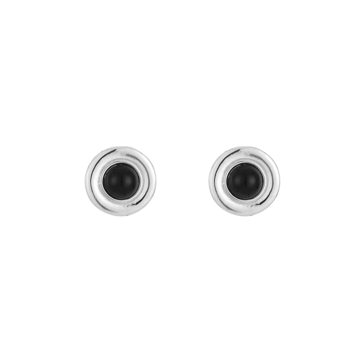 Stainless Steel Klassieke Oorbellen met Cabochon – Elegante & Tijdloze Oorknoppen - RVS - Zilver