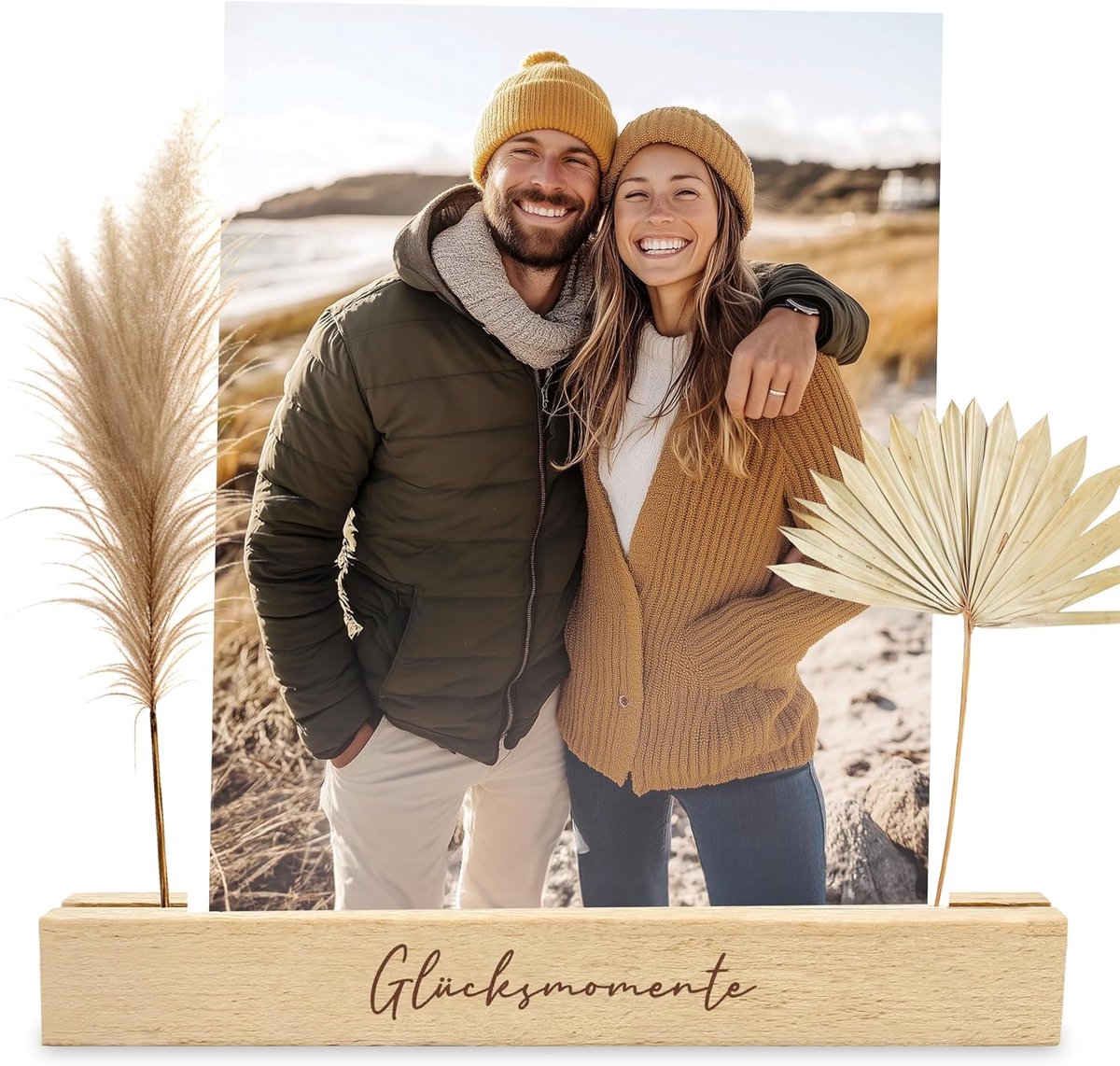 SnelShoppen - LOViLEE Houten Kaartenhouder Set van 2, Geluksmomenten - Kaartstandaard met Extra Kaartset - Decoratie, Tafelkastje, Foto Houder en Cade