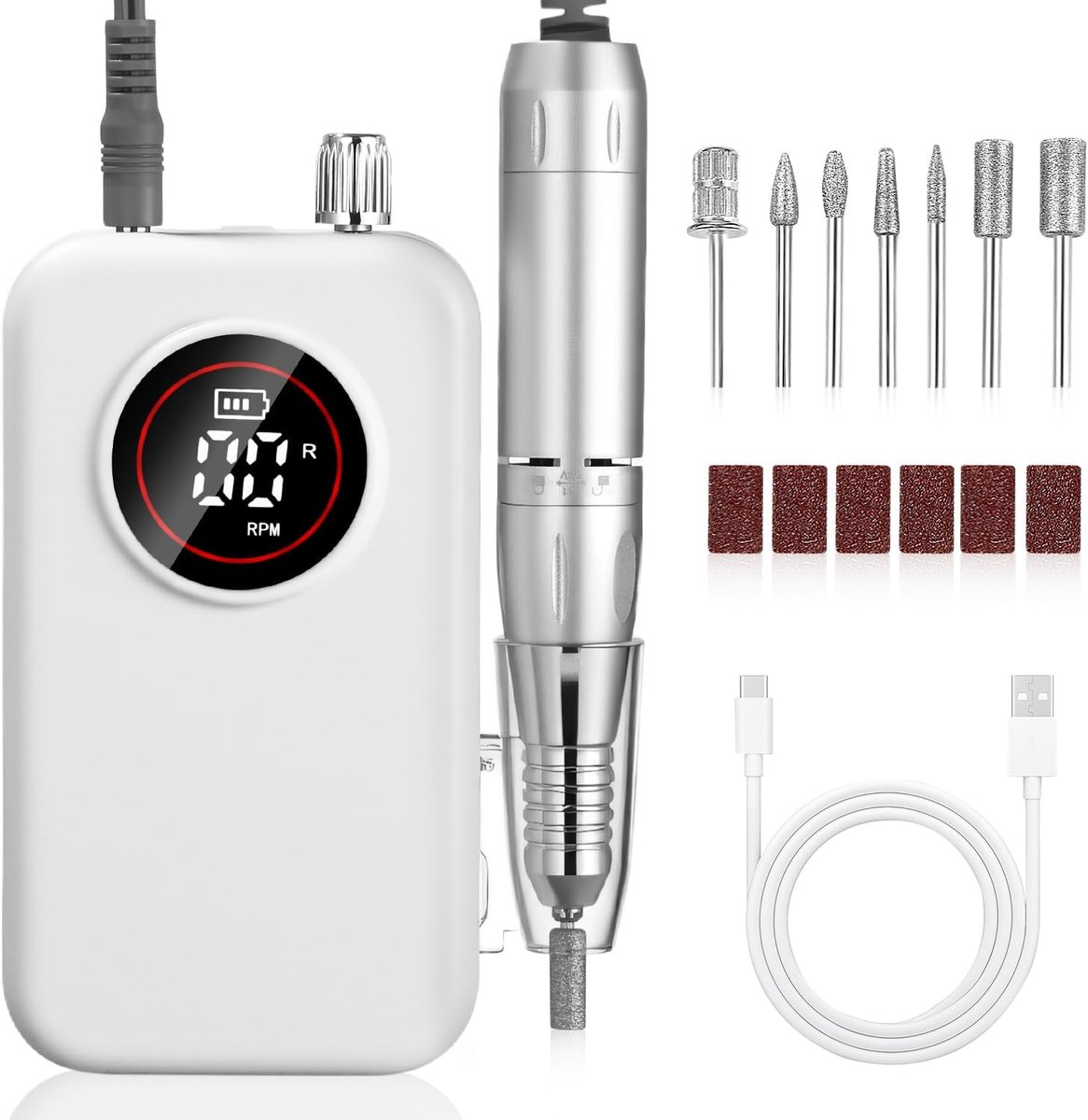 SnelShoppen - Professionele Nagelschuurmachine 45.000 RPM Elektrische Nagelvijl Set met LCD Display Accessoire Set voor Manicure en Pedicure Thuisgebr