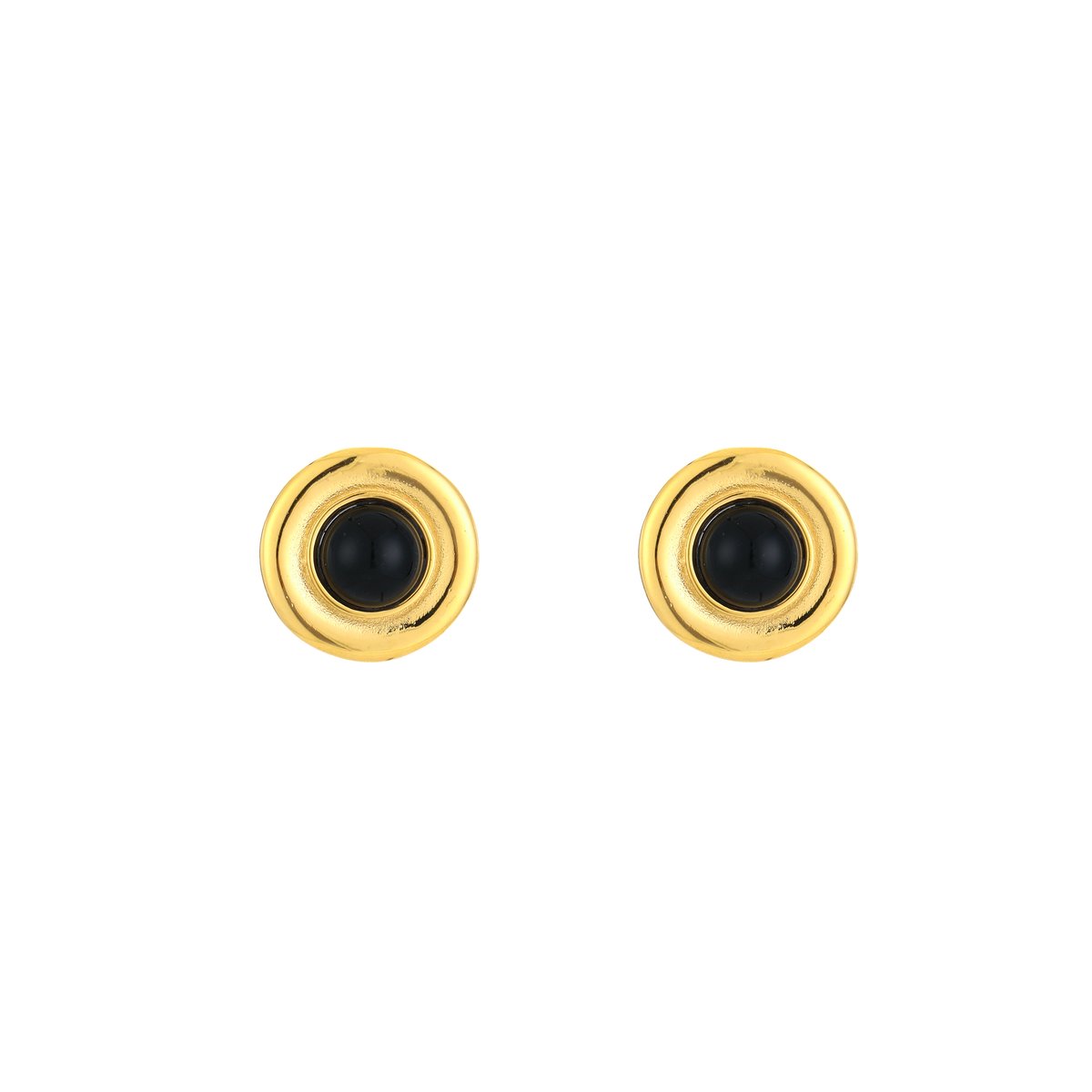 Stainless Steel Klassieke Oorbellen met Cabochon – Elegante & Tijdloze Oorknoppen - RVS - Goud