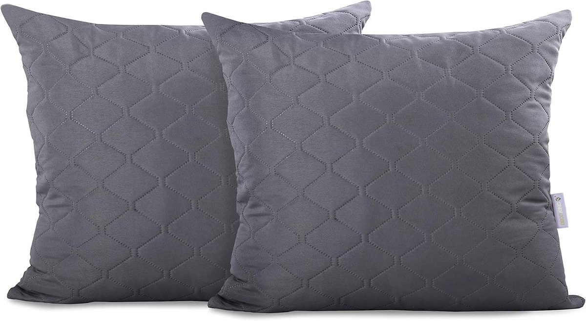 SnelShoppen - 2 Kussenhoezen 50 x 60 cm, Staal, Microfiber, Geometrisch Design, Scandinavisch, Wasbaar, Elegant voor Woonkamer en Decoratie