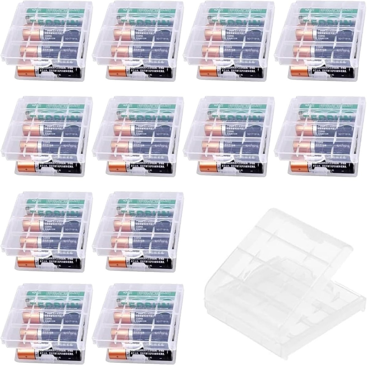 Thijox - Transparante Waterdichte Plastic Batterijhoes - AA/AAA Opbergkoffer voor Batterijen - Draagtas Houder - 62x60x18mm - Ideaal voor Camping, Keu