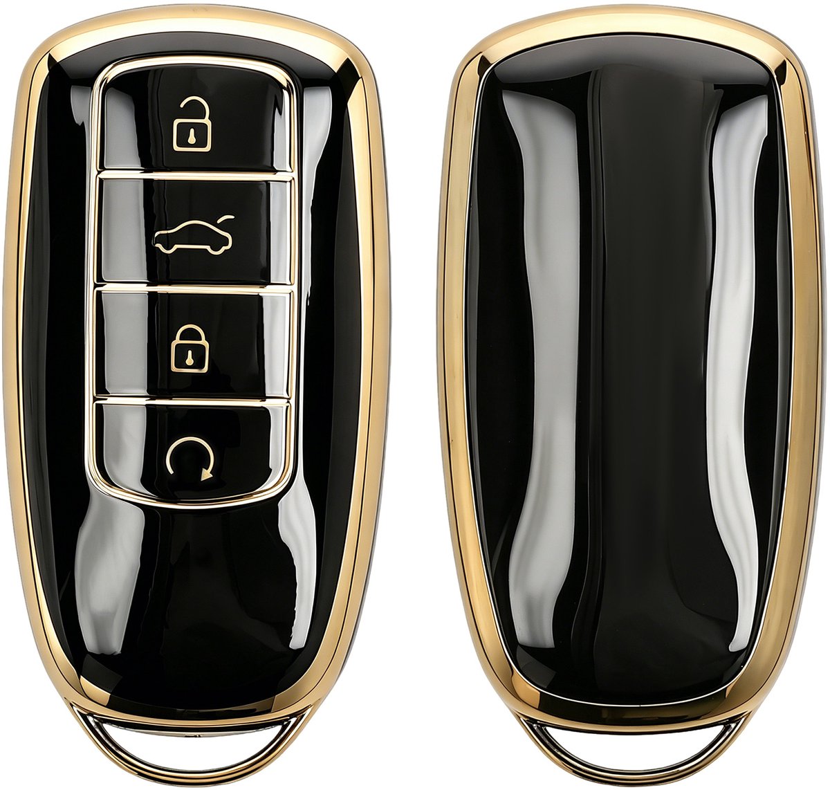 kwmobile autosleutel hoesje geschikt voor Chery Omoda C5 / Jaecoo 7 / Tiggo 7 Pro 8 Pro / Arrizo 5 hoes - TPU autosleutel behuizing - Beschermende auto sleutel case - Sleuteletui in zwart / goud