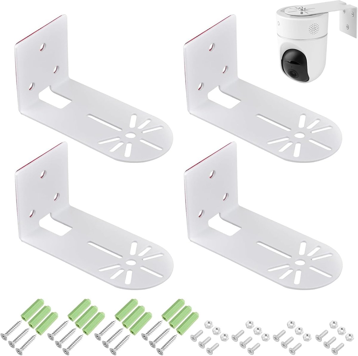 SnelShoppen - Set van 4 L-vormige camera houders voor buiten, indoor beveiligingscamera, accessoires voor beveiligingssystemen, duurzaam staal, ideaal