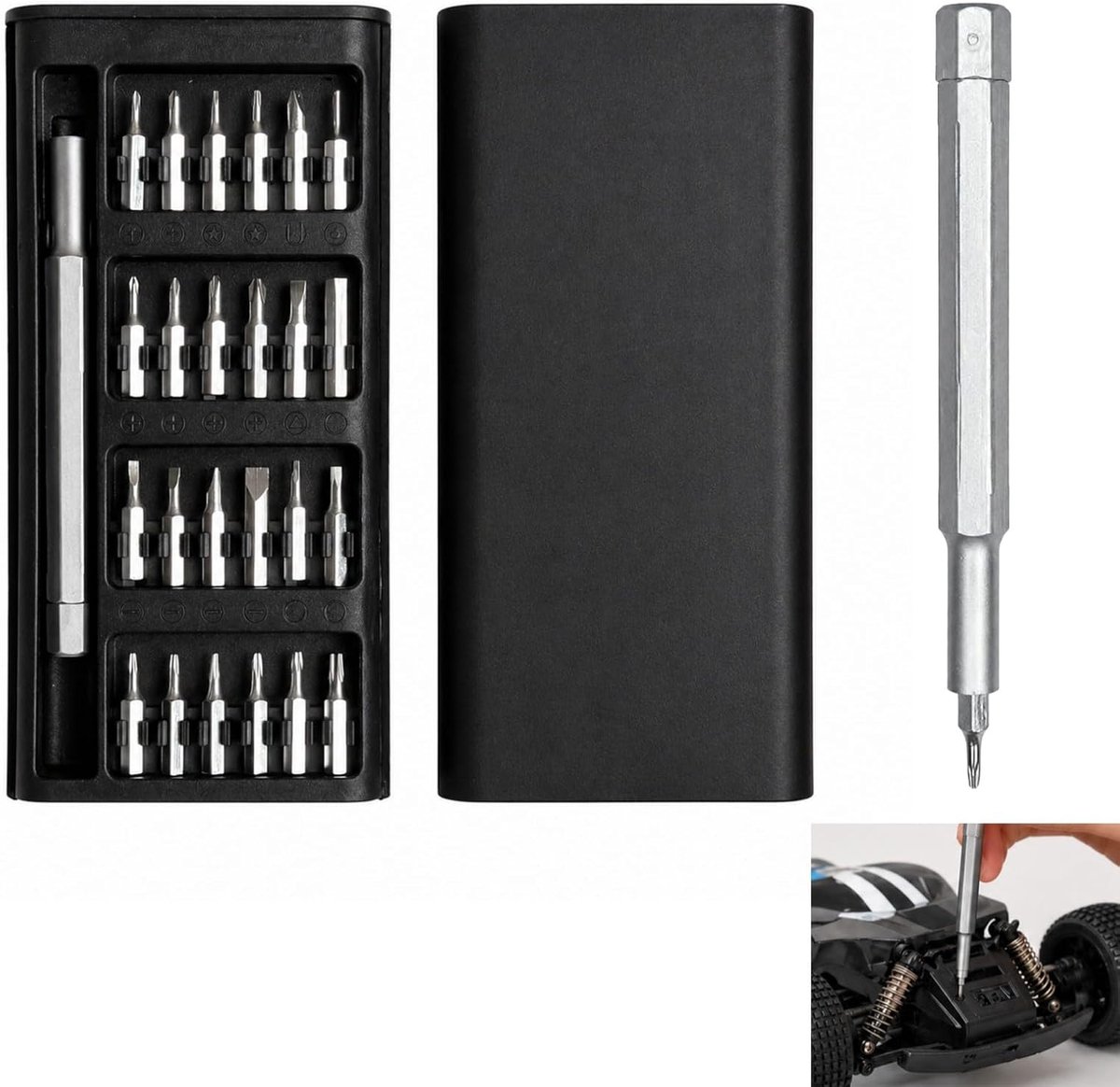 SnelShoppen - QLK Precisie Schroevendraaierset Mini Gereedschap, 24-in-1 Kleine Schroevendraaierset voor Telefoon, PC, Laptop, Bril, Ergonomisch Ontwe