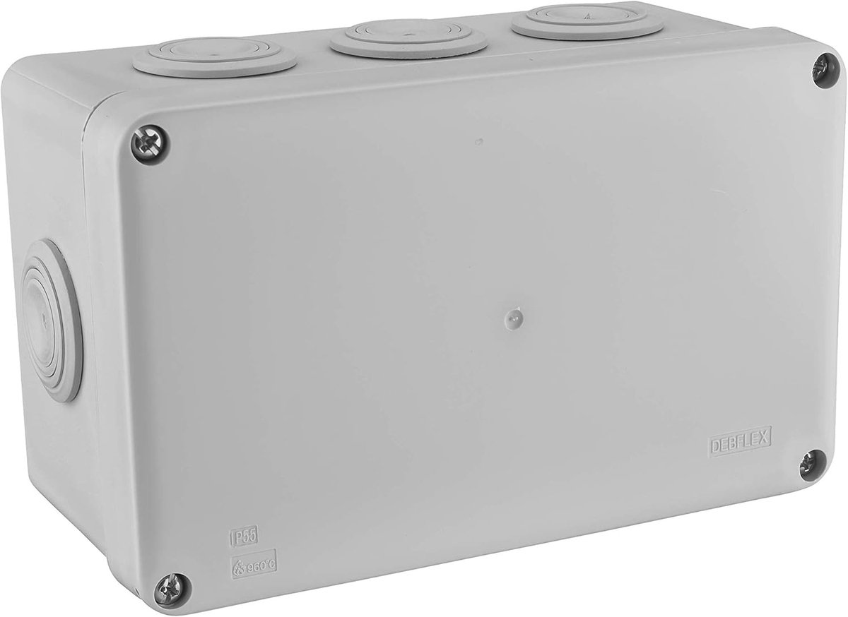 SnelShoppen - Waterdichte Elektrische Aansluitdoos IP55 - Vierkante Junction Box - 170x105x70mm - 8 Ingangen Grijs - Voor Garage, Kelder en Buiten