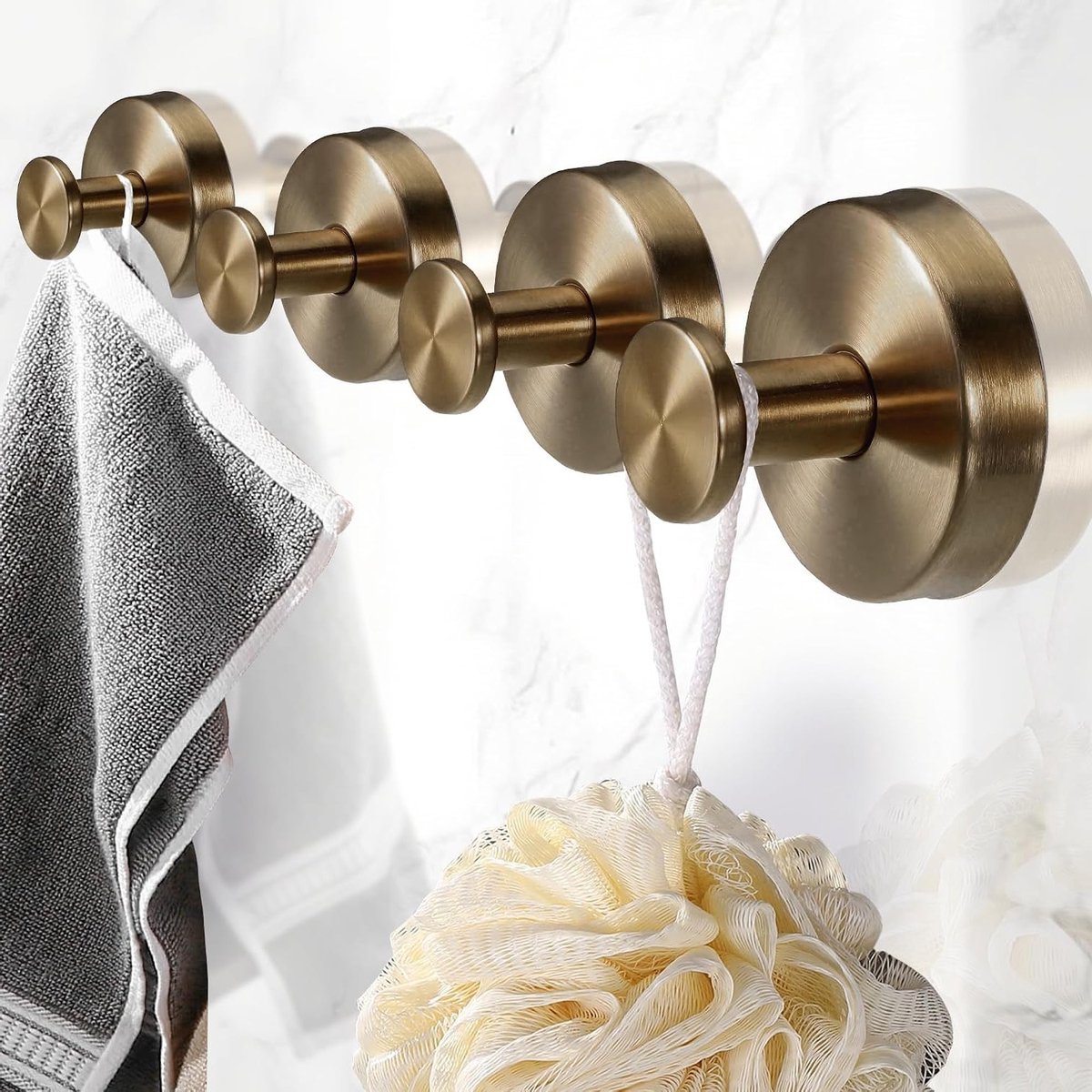 Sterke Zuignap Haken voor Badkamer, Roestvrijstalen Handdoekhaken, Zelfklevende Haken zonder Boren, Ideaal voor Douche en Wanddecoratie (4, Roségoud)