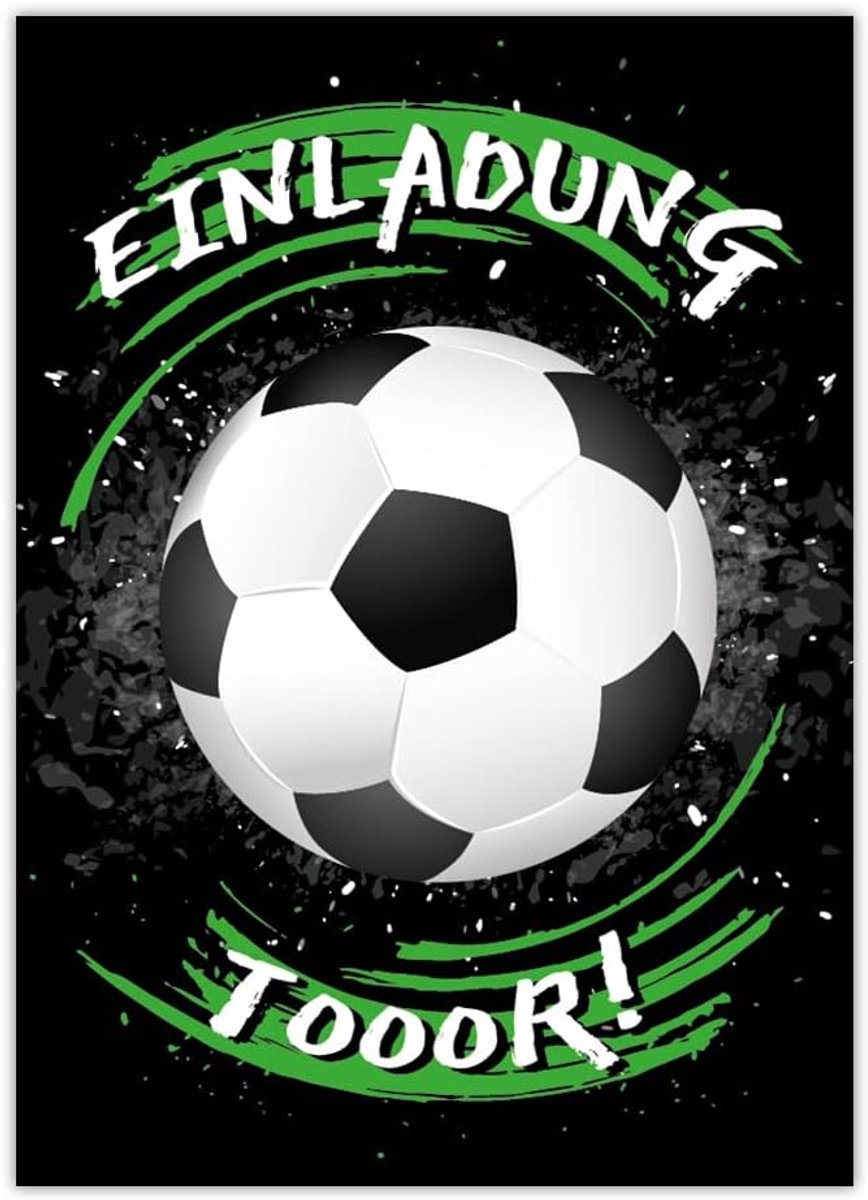 SnelShoppen - 12 Verjaardagsuitnodigingen voor Kinderen, Voetbalthema, 10.5x14.8 cm, Gemaakt in Duitsland, Perfect voor Jongens Feest, Hoogwaardige Fo