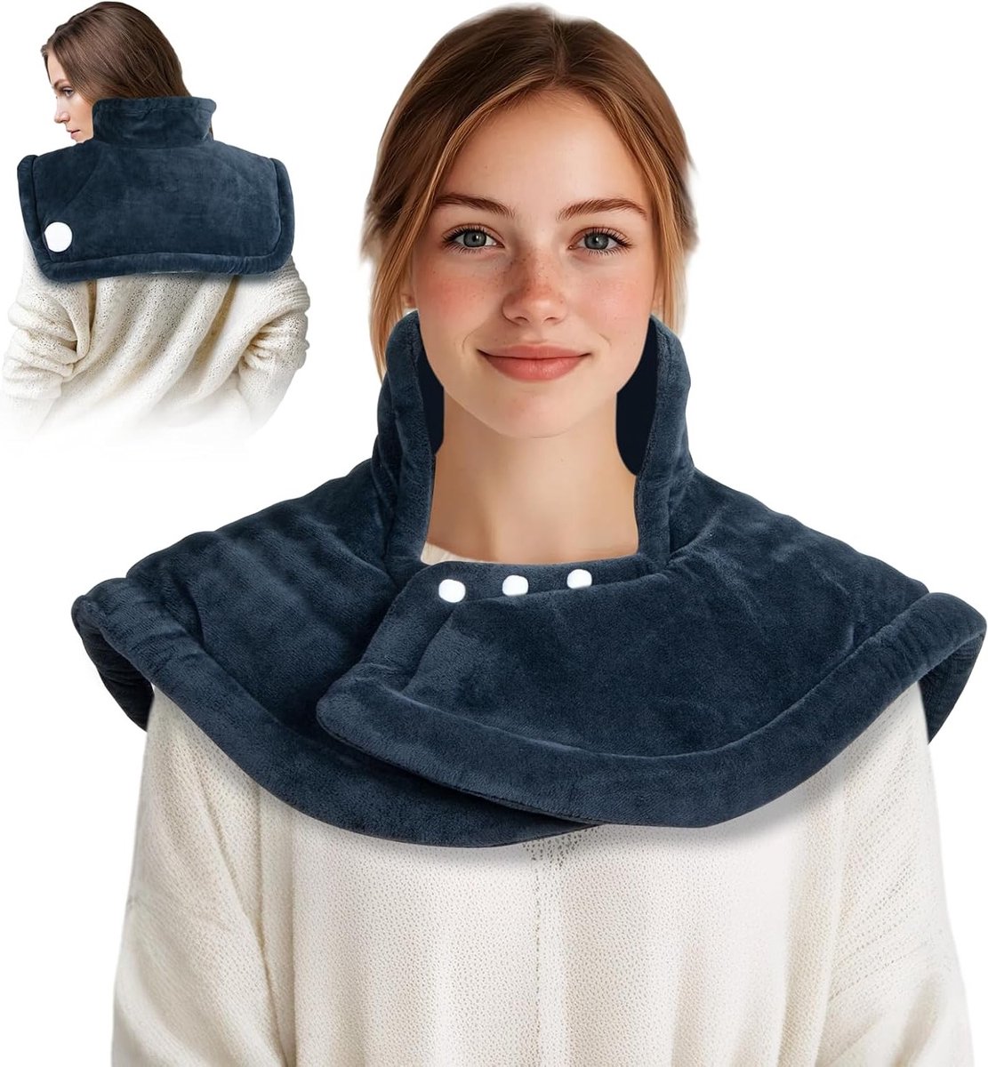 Verwarmingskussen voor Rug, Schouders en Nek met Automatische Uitschakeling, 50 x 56 cm, Elektrisch, 10 Temperatuurinstellingen, 9 Timerinstellingen, Wasbaar tot 40 °C, Pijnverlichting en Comfort