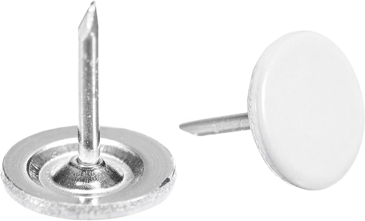 SnelShoppen - Pack van 50 Decoratieve Wandtapijtnagels 11mm x 13mm voor Cork Board, Meubels, Sofa en Hoofdborden - Witte Ijzeren Nagels voor Creatieve