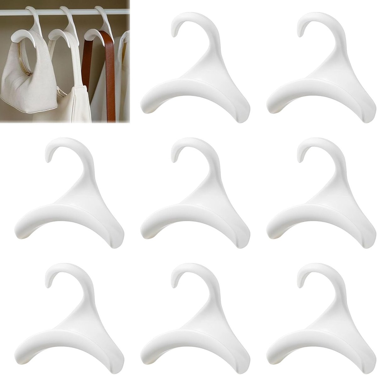 SnelShoppen - Handbag Hook Closet - 8 Stuks Hanger voor Tassen, Rugzakken, Scholen, Sjaals, Riemen en Stropdassen - Ruimtebesparend en Elegant Design