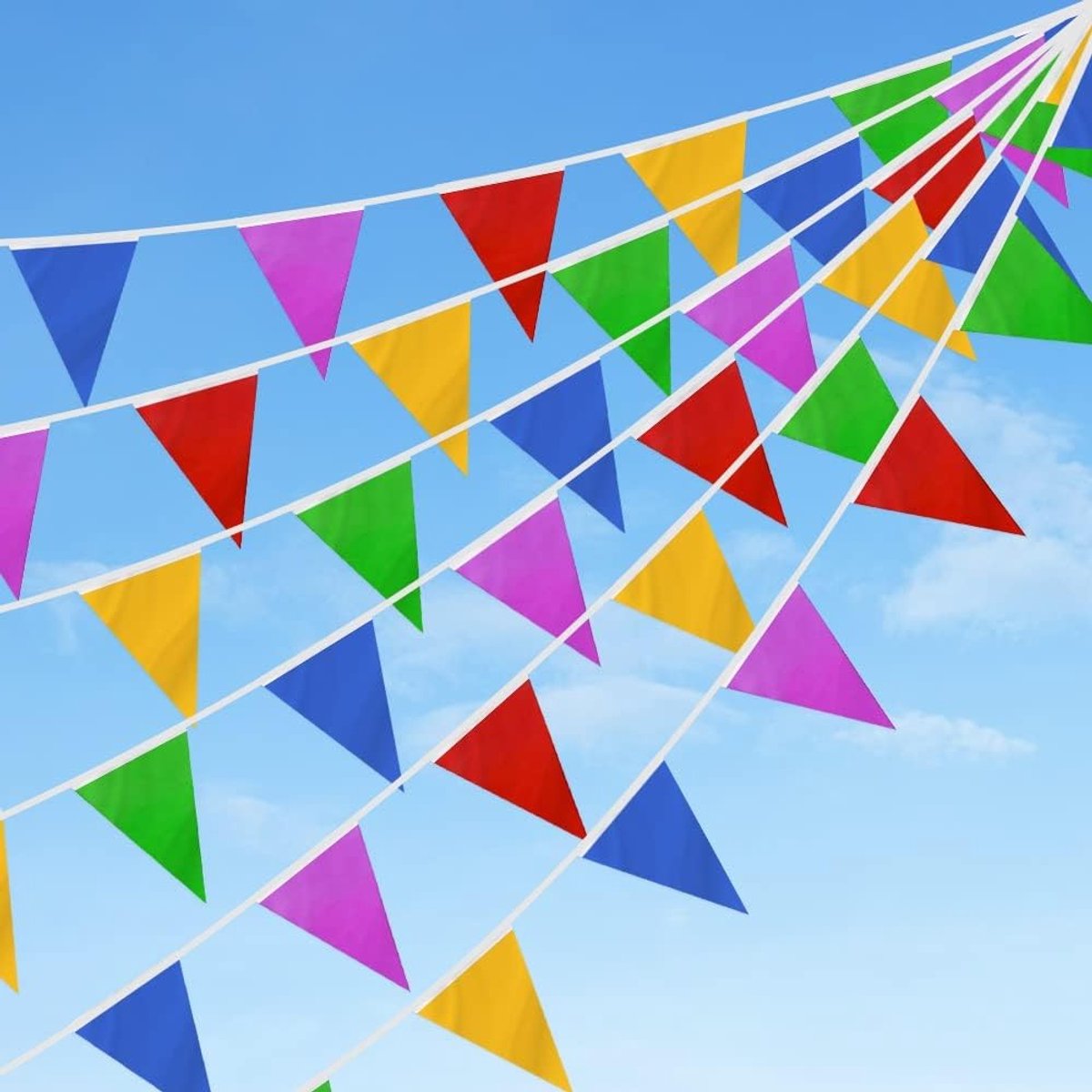 Veelkleurige vlaggenslinger van 40 meter met 80 driehoekige vlaggen voor tuin, feest en bruiloft decoratie