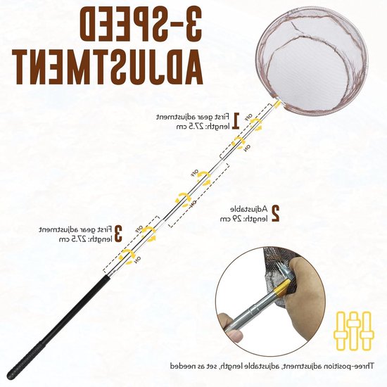 Opvouwbaar Telescopisch Schepnet - Lichtblauw - 41-148 cm - Nylon Net van 30 cm Diepte - Voor Zwembad, Vijver en Fontein — afbeelding 5