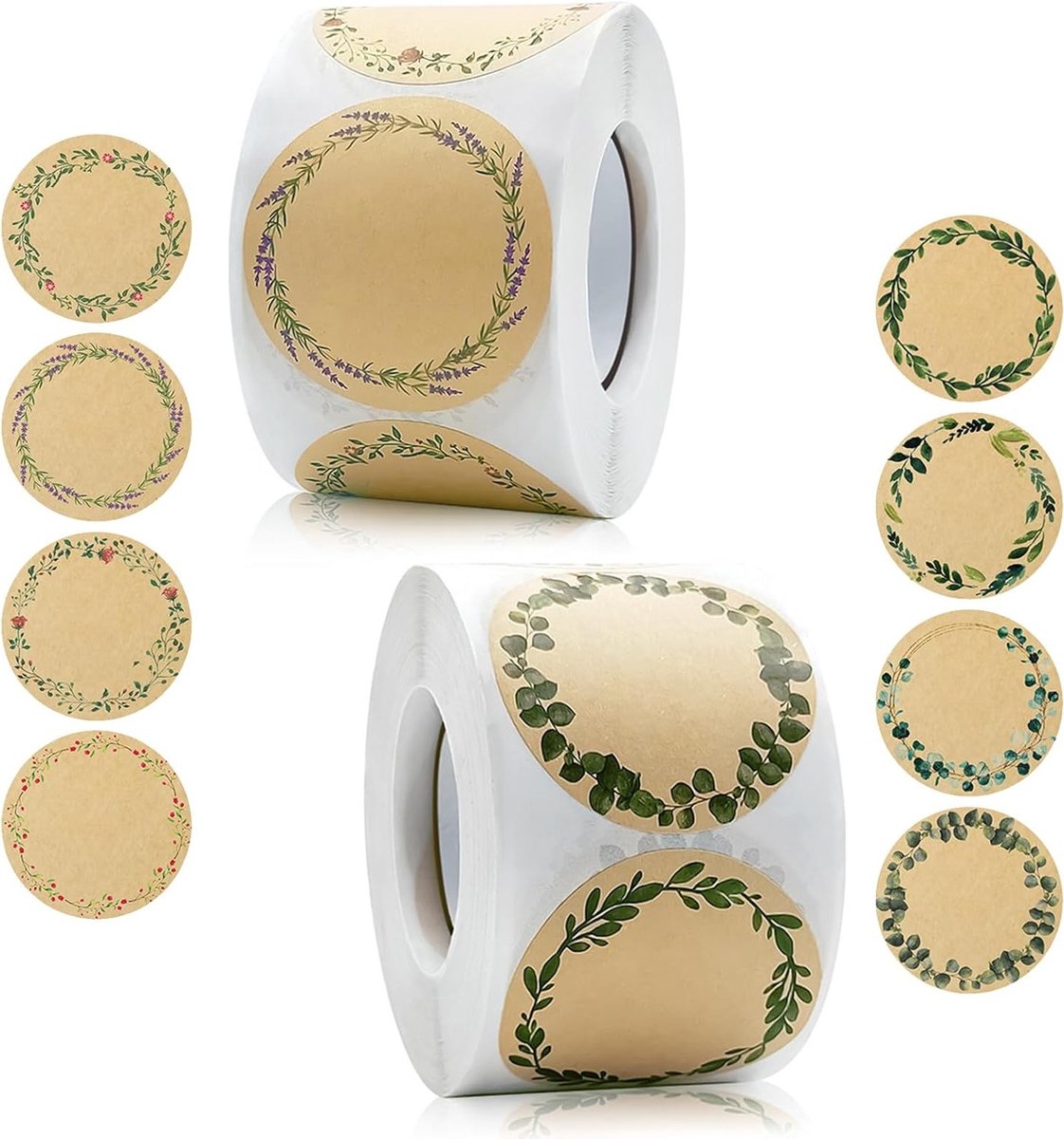 Pack of 1000 Zelfklevende Labels - Ronde Dots - Thermische Labels - Dot Stickers - Kraft Papieren Labels - Voor Glazen Containers - Bakeware