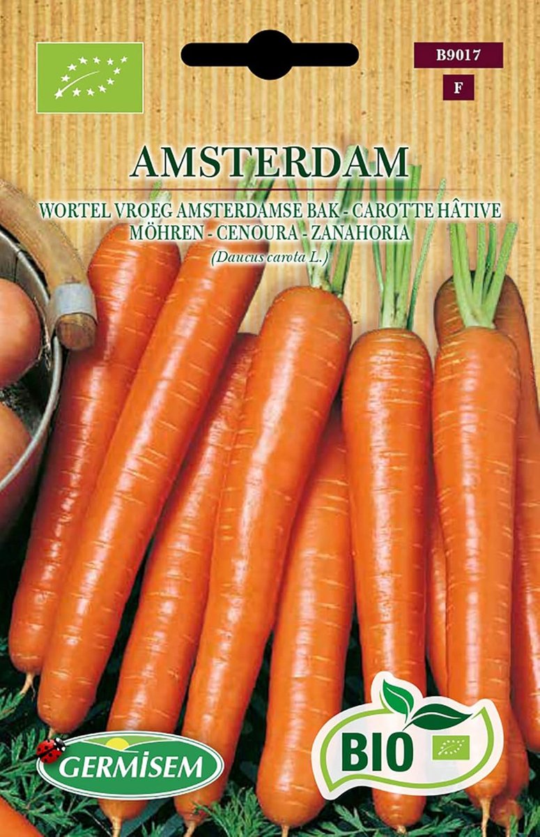SnelShoppen - Biologische Amsterdam Wortelzaad 4g - Vroeg Zaaien Groentezaad voor je Tuin - Gezonde Smaken - Eenvoudig te Kweken - Perfect voor Tuinli