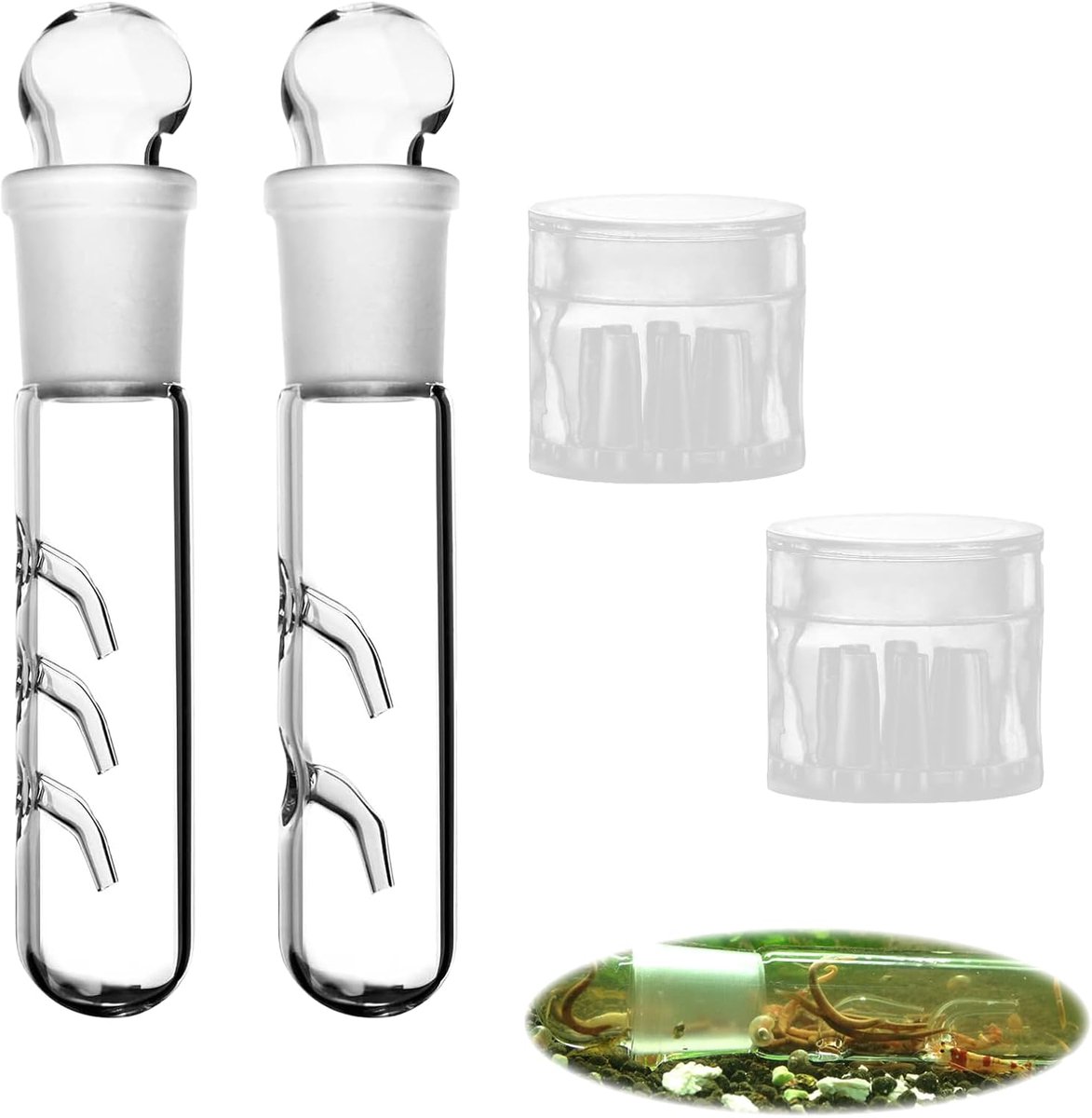 SnelShoppen - Set van 4 Slakkenval Aquarium met 2 en 3-gat Ontwerp, Helder Glas, Hoogwaardige Acrylaat, Effectieve Planarium Trap voor Slakken en Leeu