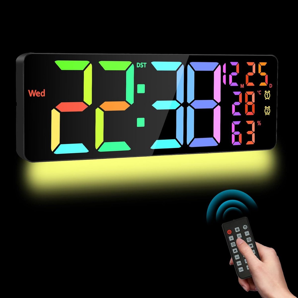 SnelShoppen - Digitale LED Wandklok 16.5 Inch met Afstandsbediening, Automatische Helderhe
