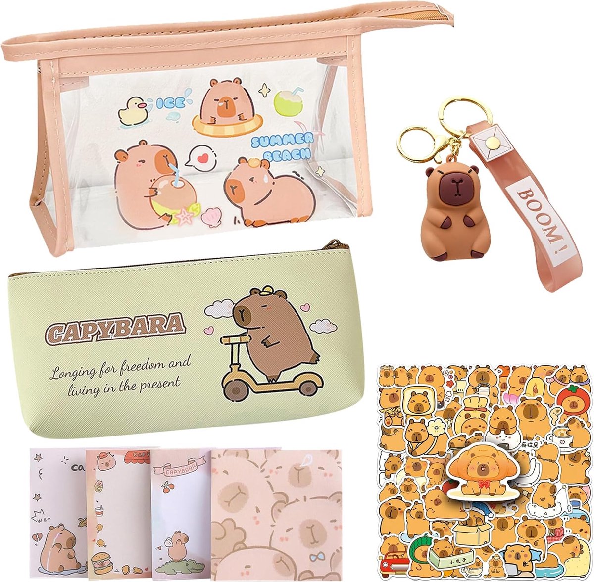 SnelShoppen - Capybara Transparante Pennenhouder Kawaii - Grote Etui voor School, Kantoor, Kinderen en Studenten - Schattige Stationery Set van Duurza
